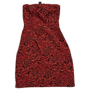 NWT The Limited Strapless Dress in Red and Black Print